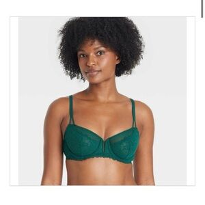 Auden Women's Unlined Balconette Bra - Green Size 32B new